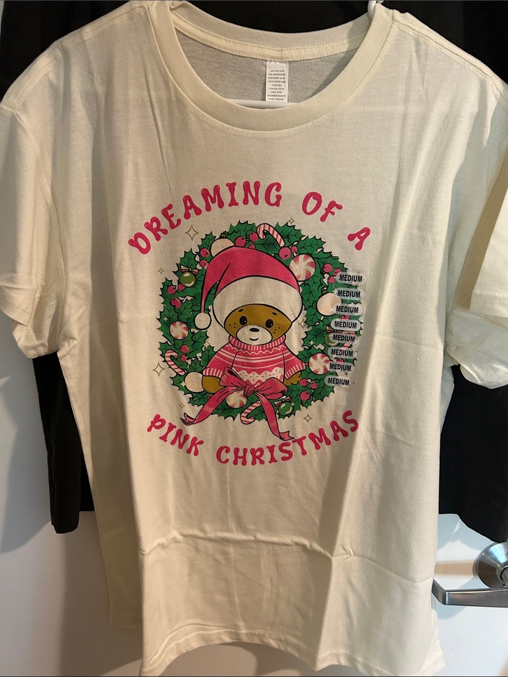 Dreaming of a Pink Christmas Women's Cream Graphic Tee
